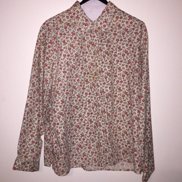 White Stag Tops - Retro Red Flowered Blouse XL